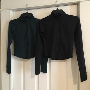 Black and Dark Green Zip-Up Jackets
